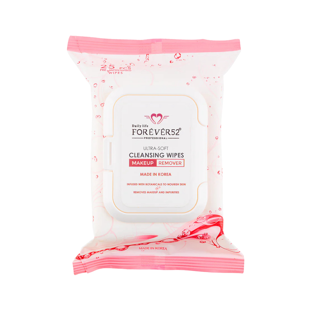 FOR EVER52 Ultra Soft Cleansing Wipes 25-count makeup remover wipes in resealable pack