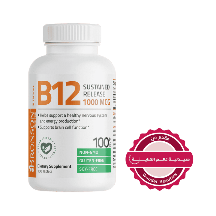 Bronson Vitamin Methyl B-12 1000 Mg -100 Count | برونسون فيتامين ميثيل ب-12 1000 مايكروغرام - 100 حبة