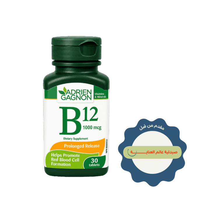 ADRIEN GAGNON B12 1000mcg - 30 Tablets | أدريان غانيون اقراص فيتامين بي 12 1000 مكغ - 30 قرص