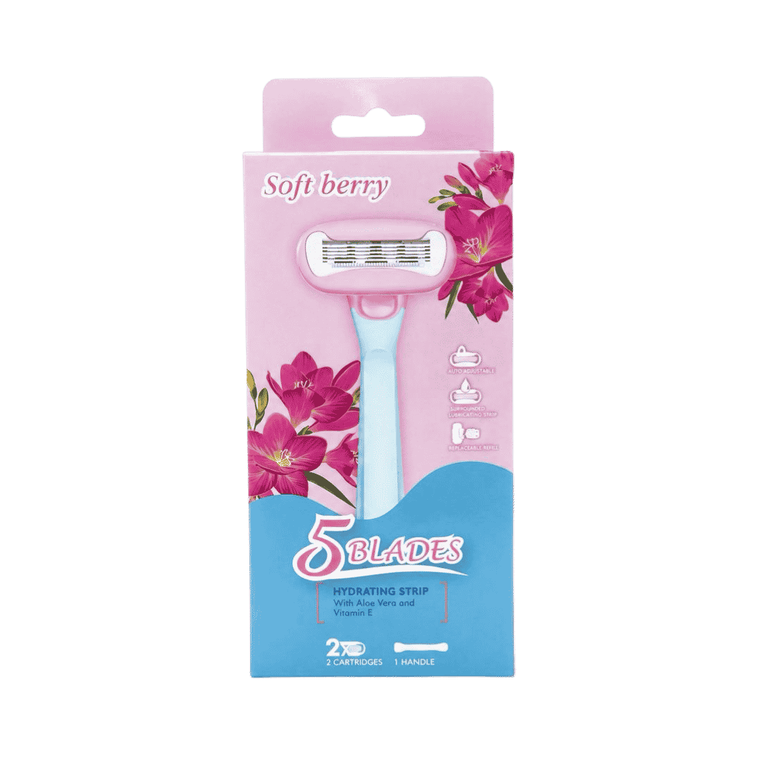 Soft berry Simply Better 5 Blades Hydrating Strip |سوفت بيري شفرة حلاقة بخمس شفرات مع شريط ترطيب