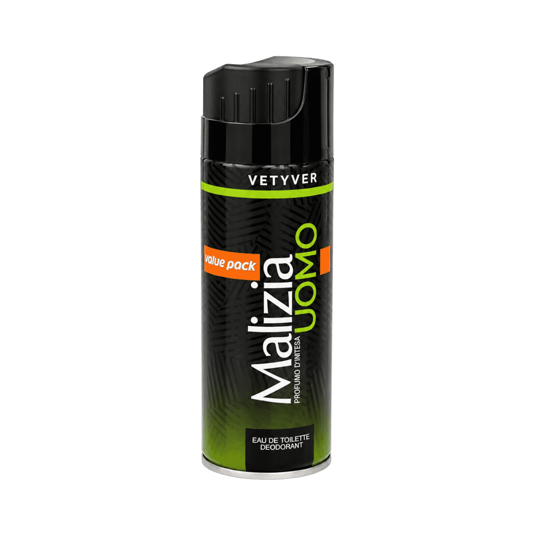Malizia Uomo Vetyver Deodorant Spray Valve Pack - 200ml | ماليزيا بخاخ مزيل عرق  - 200مل