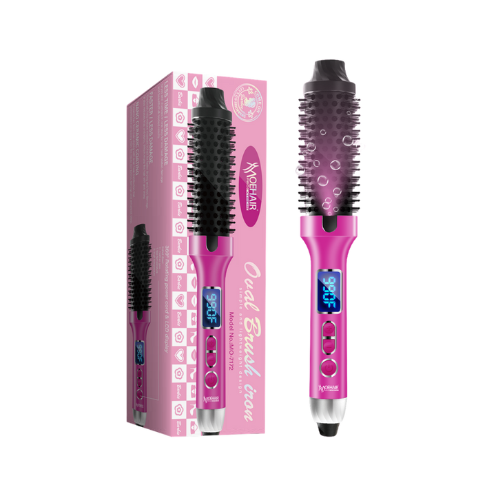 MOEHAIR 3 in 1 Ionic Hair Styling Brush Electric Straightener & Curling Iron | موهير فرشاة تصفيف الشعر الأيونية 3 في 1 للفرد والتجعيد