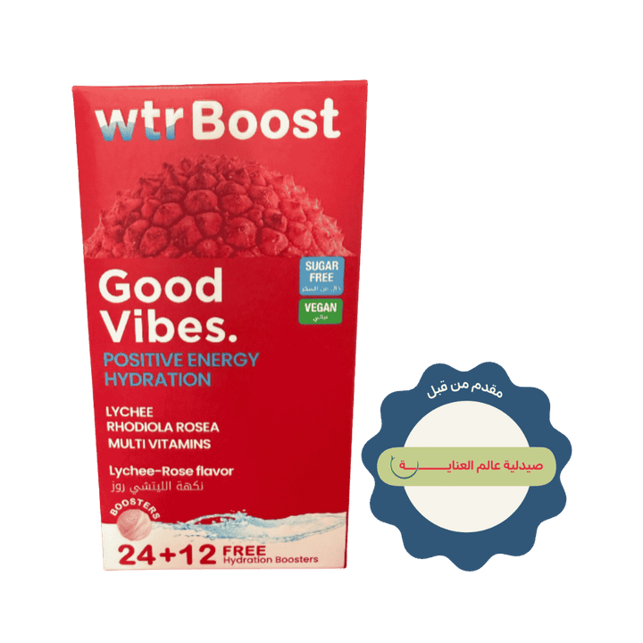 Wtr Boost Good Vibes Positive Energy Hydration 36 Hydration Boosters | ووتر بوست مكمل غذائي فوار لدعم الترطيب والطاقة الايجابية - 36 قرص