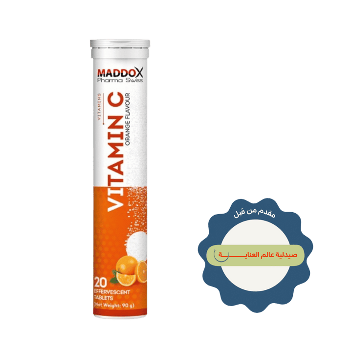 MADDOX Pharma Swiss Vitamin C Orange Flavour 20 Effervescent Tablets - 82g | مادوكس فيتامين سي نكهة برتقال 20 قرص فوار- 82غ