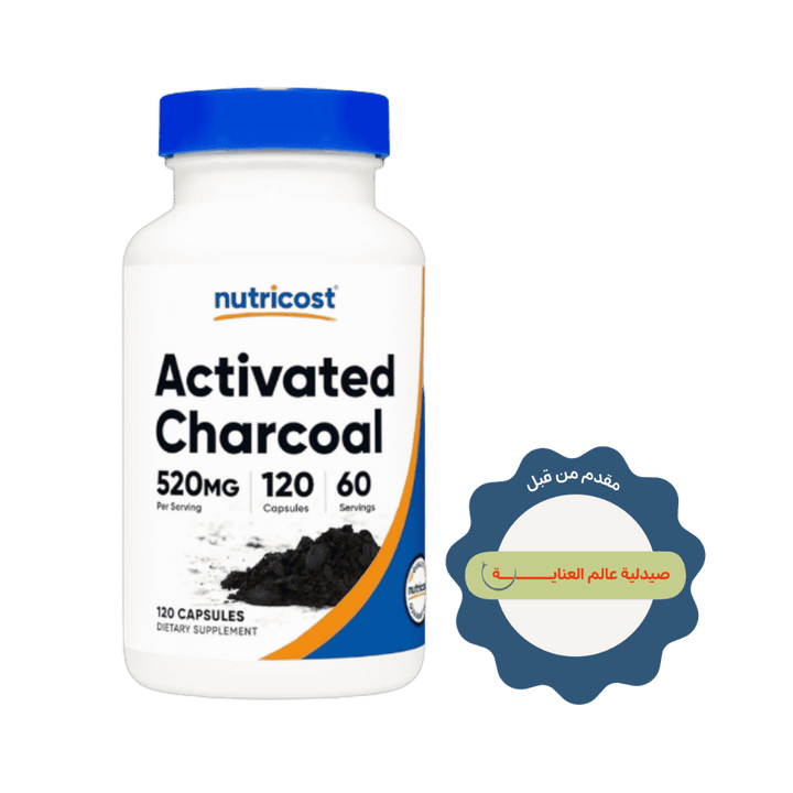 Nutricost Activated Charcoal 520mg -120 Capsules |نيوتريكوست فحم نشط 520 ملغ - 120 كبسولة