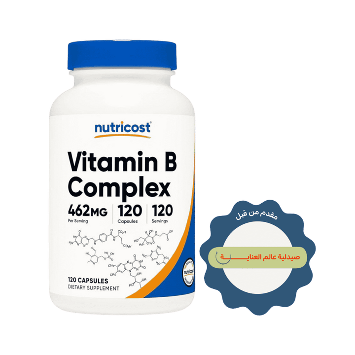 Nutricost Vitamin B Complex 462 mg, 120 Capsules |نيوتريكوسـت مكمل فيتامين ب كومبلكس 462 ملغ  – 120 كبسولة