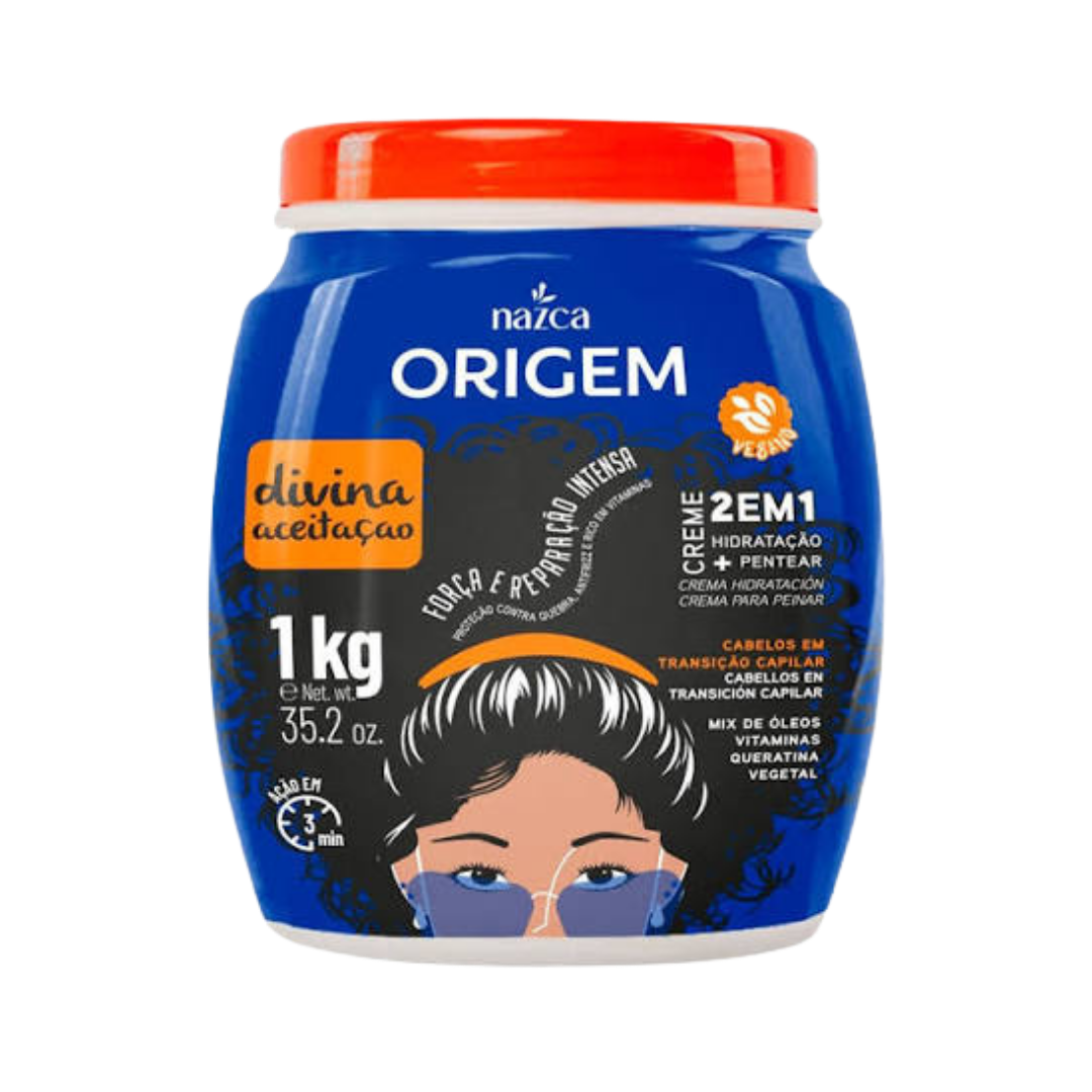 nazaca Origem 2 Em 1 Divina Aceitação 1 Kg - 1kg |نازكا أوريجم كريم شعر 2 في 1