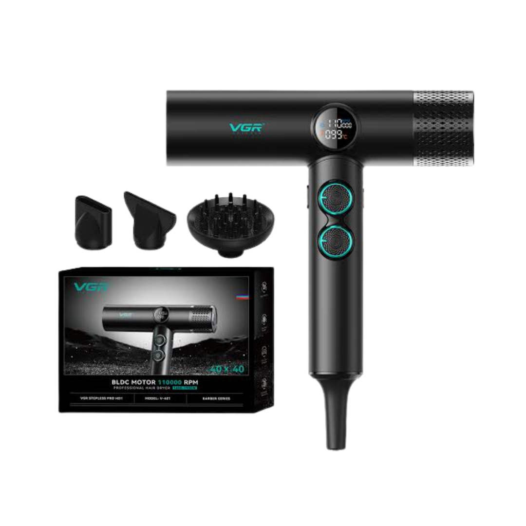 VGR Bldc Motor Professional Hair Dryer Barber Series Black | في جي آر مجفف شعر