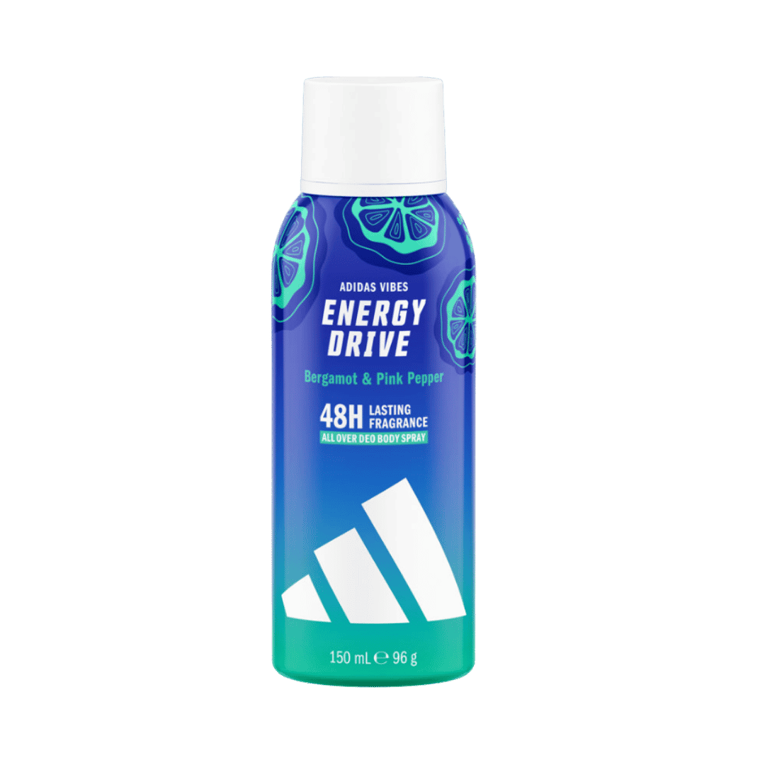 Adidas Vibes Energy Drive Deo Body Spray - 150ml | اديداس فايبز إنرجي درايف بخاخ مزيل ومعطر للجسم - 150 مل