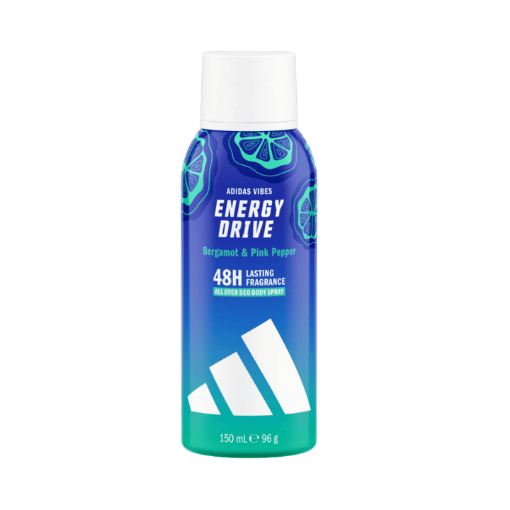 Adidas Vibes Energy Drive Deo Body Spray - 150ml | اديداس فايبز إنرجي درايف بخاخ مزيل ومعطر للجسم - 150 مل