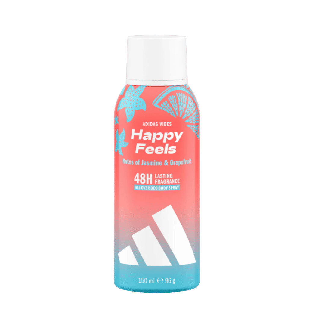 Adidas Vibes Happy Feels Deo Body Spray - 150ml | أديداس فايبز هابي فيلز بخاخ مزيل ومعطر للجسم - 150 مل