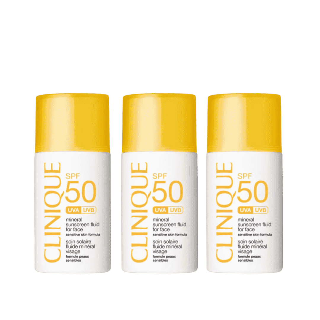 Clinique SPF 50 Mineral Sunscreen Trio Set - 50ml | كلينك مجموعة واقي الشمس المعدني الثلاثية SPF 50 - 50 مل