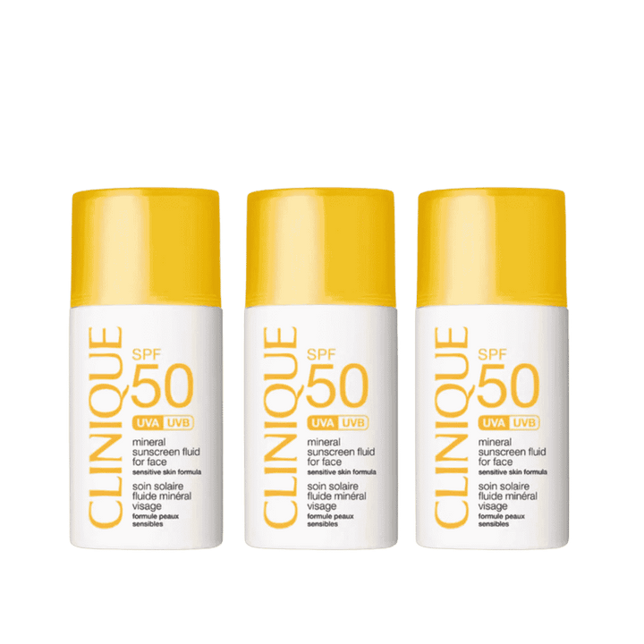 Clinique SPF 50 Mineral Sunscreen Trio Set - 50ml | كلينك مجموعة واقي الشمس المعدني الثلاثية SPF 50 - 50 مل