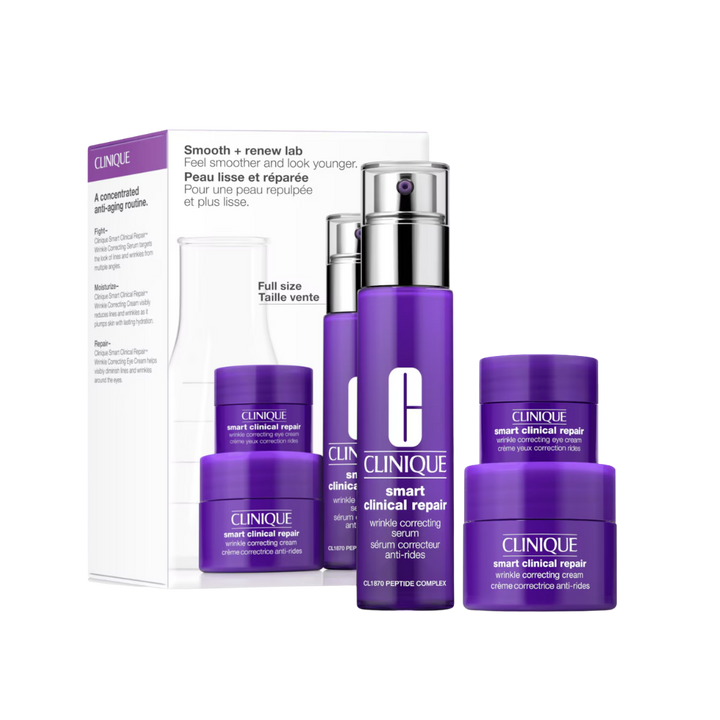 Clinique Smooth + Renew Lab: Smart Clinical Repair Set - Feel Smoother and Look Younger | كلينك مجموعة العناية بالوجه لبشرة اكثر نعومة