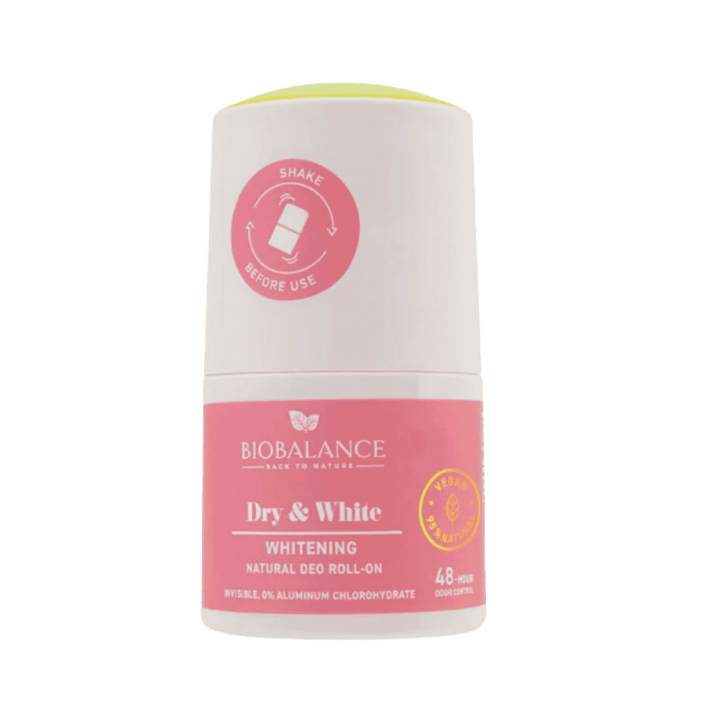 BioBalance Dry & White Whitening Natural Deodorant Roll On - 50ml | بايو بالانس رول أون طبيعي مضيء - 50مل