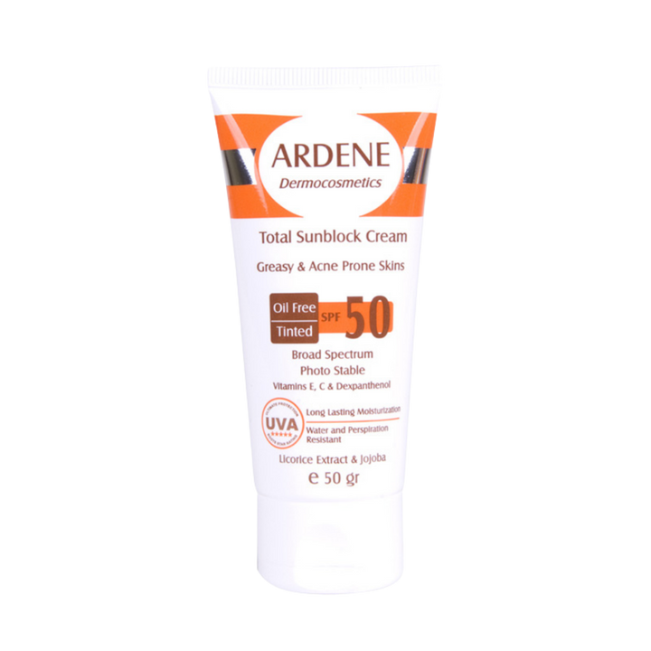 Ardene Oil Free Tinted Sunblock Cream SPF 50 - 50g | اردن واقي شمسي ملون خالي من الزيوت spf50 - 50 غرام