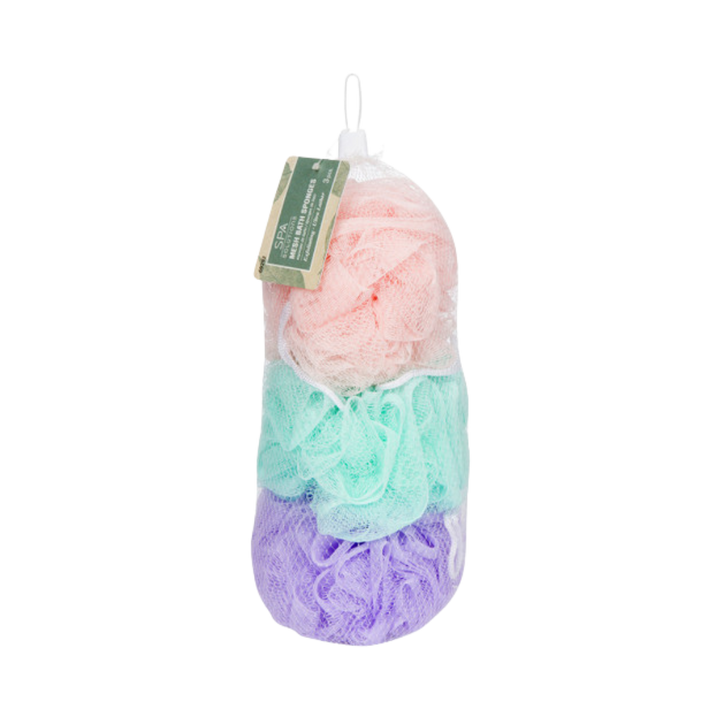 CALA NEW MESH SPONGE SET(3PCS LAVENDER/MINT/PINK) | كالا ليفة استحمام 3 قطع