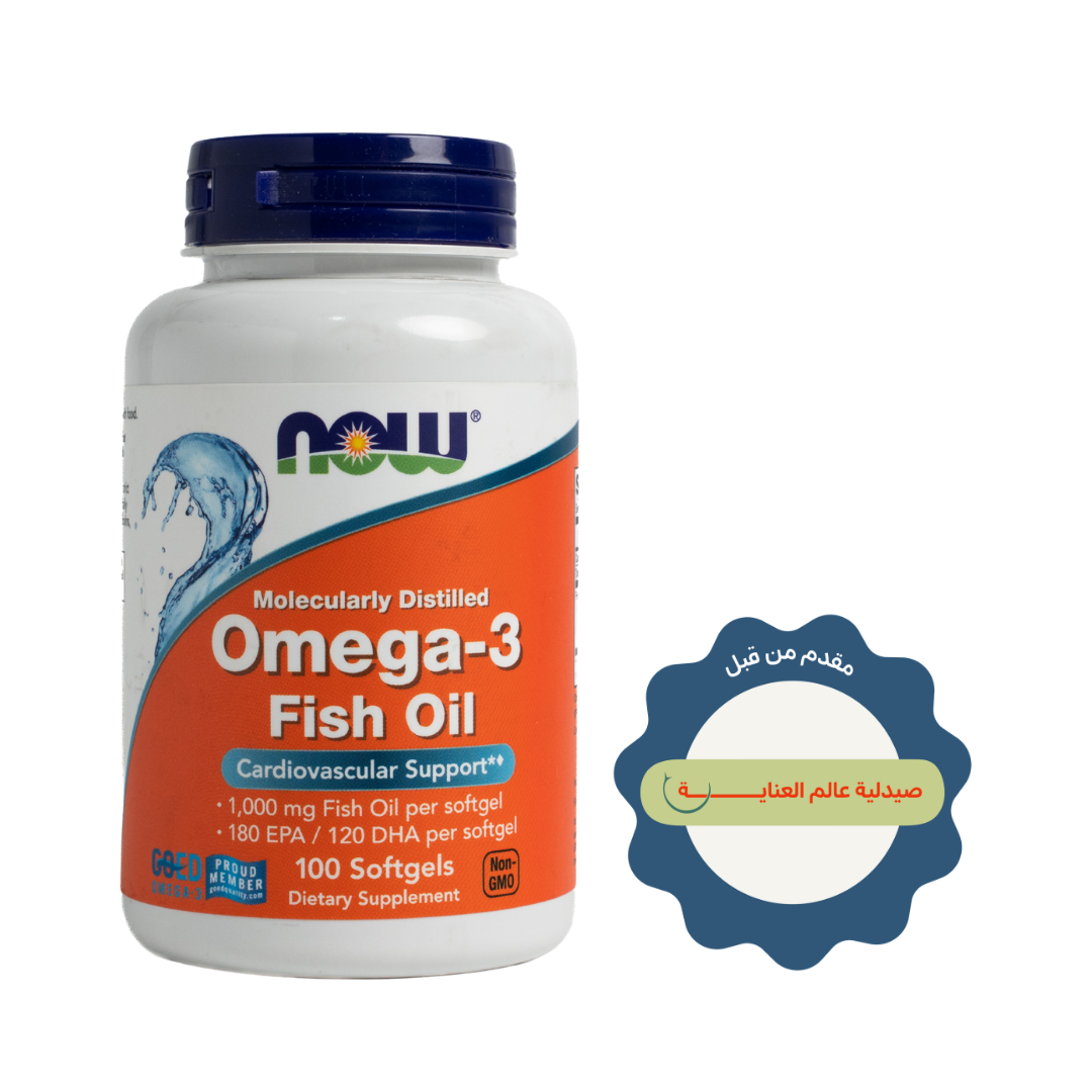 now Omega 3 Fish Oil - 100softgels | ناو مكمل غذائي الأوميغا 3 وزيت السمك - 100 كبسولة جيلاتينية