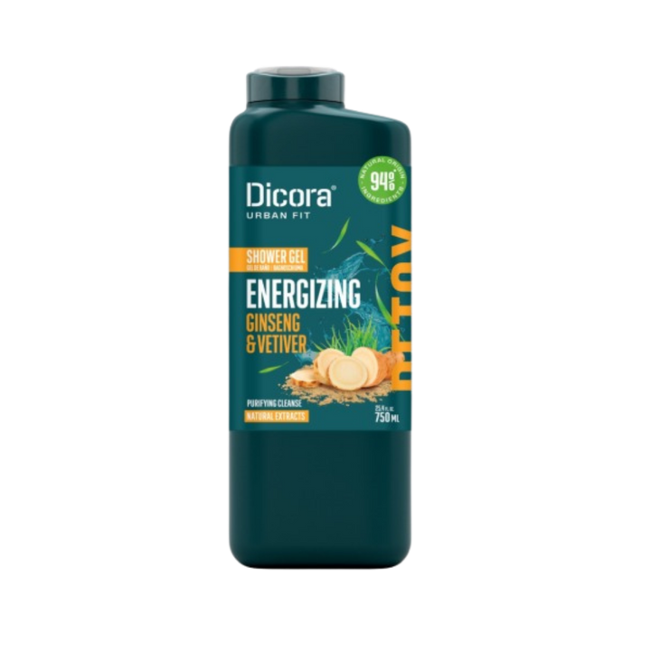 Dicora Urban Fit Energy Vetiver And Ginseng Shower Gel - 400ml | ديكورا سائل استحمام بالجينسينغ والفتيفر - 400 مل