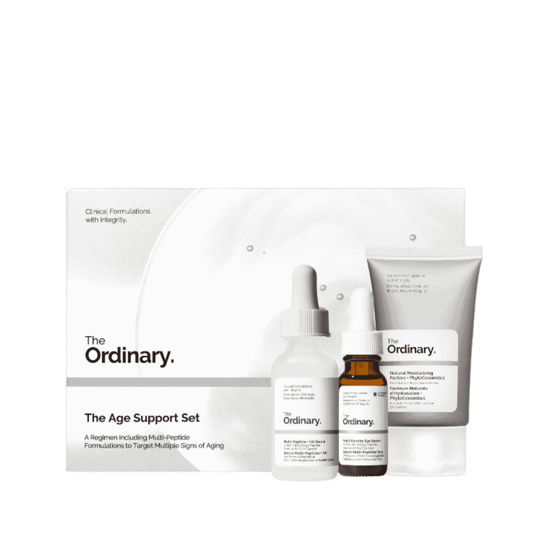 The Ordinary Age Support Set - 3-Step  Multi-Peptide + HA, Multi-Peptide Eye Serum, and Natural Moisturizing Factors + PhytoCeramides | ذا أورديناري مجموعة العناية بمقاومة علامات التقدم بالعمر 3 خطوات بالببتيدات والترطيب