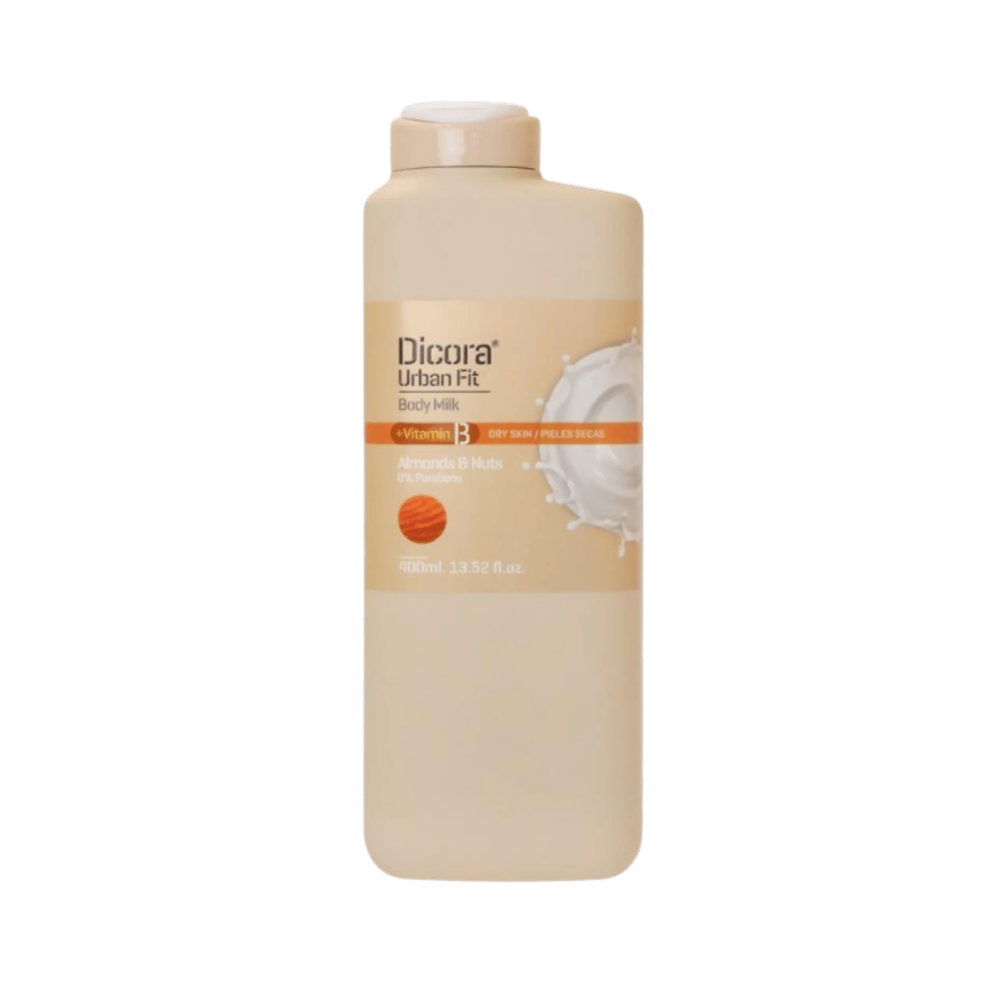 Dicora Urban Fit Vitamin B Almonds & Nuts Body Lotion For Dry Skin - 400ml | ديكورا مرطب الجسم للبشرة الجافة فيتامين ب و اللوز والمكسرات  - 400 مل