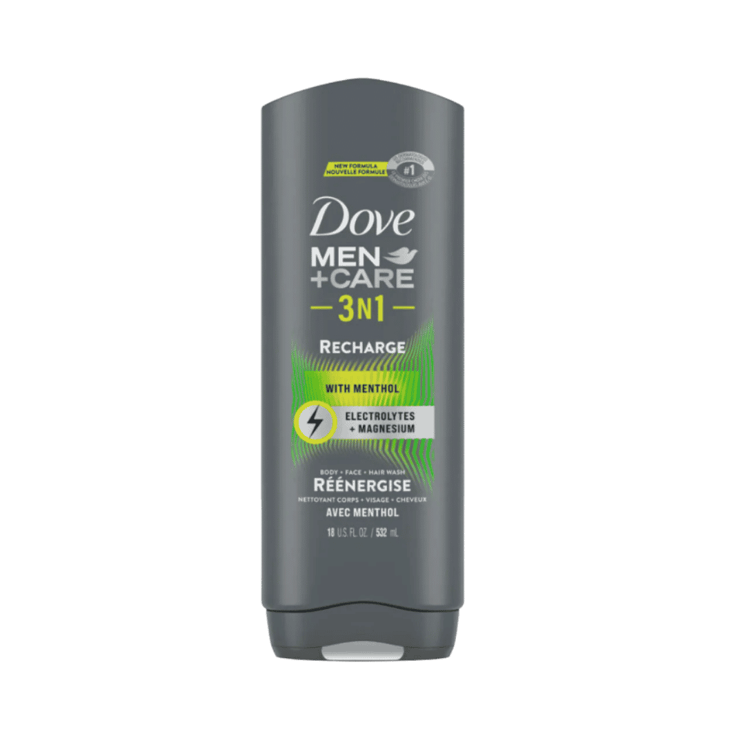 Dove Men +Care 3 in 1 Recharge With Menthol Body+Face+Hair Wash - 532ml | دوف غسول 3 في 1 للشعر و الجسم و الوجه للرجال - 532 مل