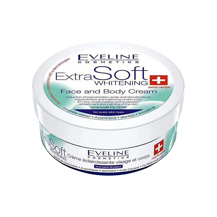 Eveline Extra Soft Whitening Face and Body Cream - 200ml | ايفيلين كريم التبيض للوجه و الجسم - 200 مل