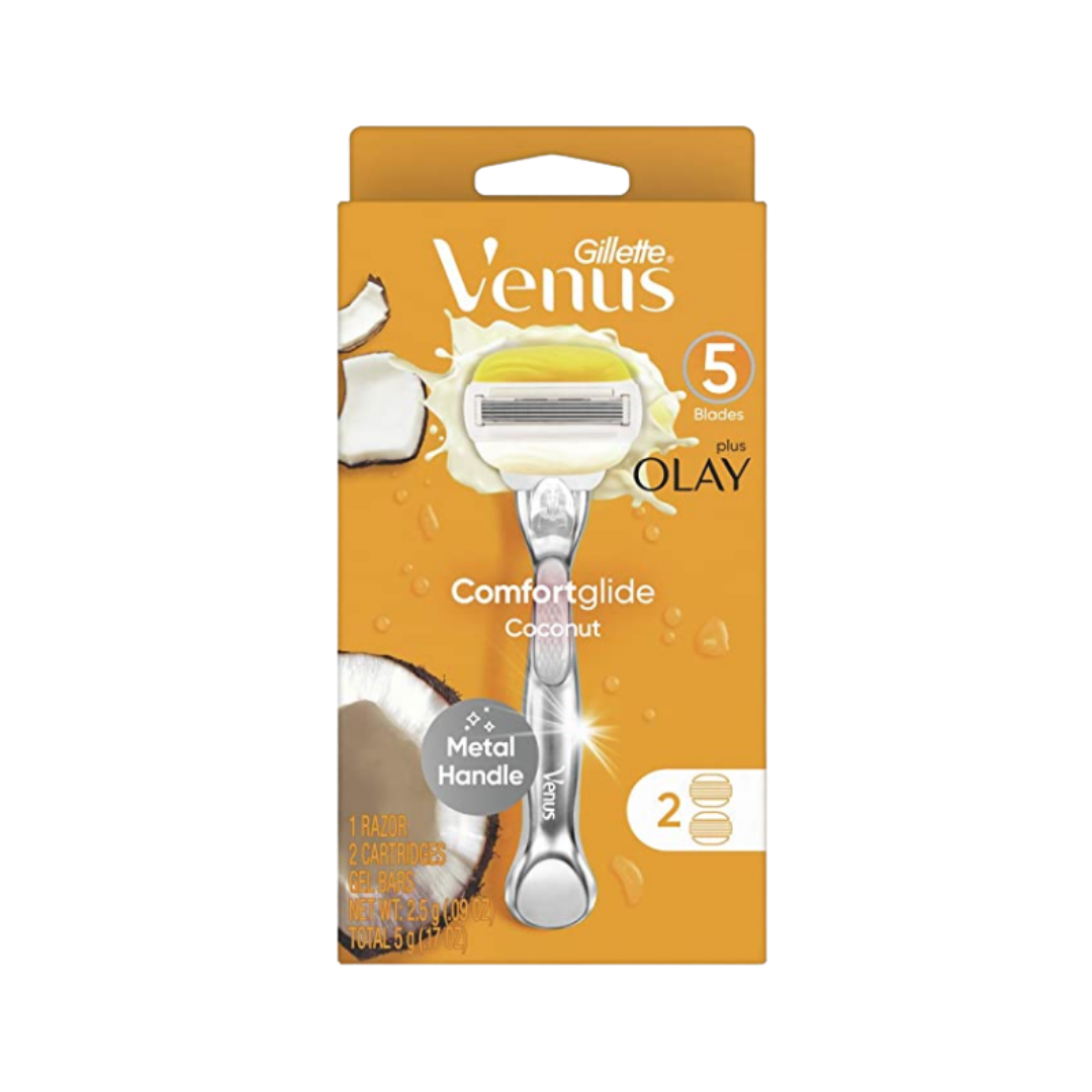 Gillette Venus Olay Coconut Handle + 2 Blades | جيليت فينوس شفرة حلاقة للنساء مع رأسين للتبديل