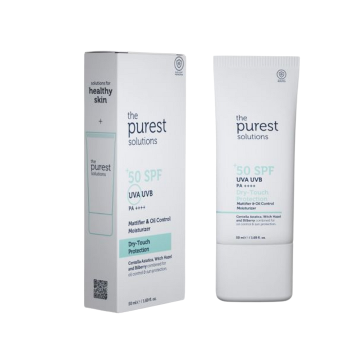 The purest Solutions SPF 50 Dry Touch Protection - 50 ml | ذا بيوريست واقي شمسي دراي توتش بعامل حماية 50 ٪؜ - 50 مل