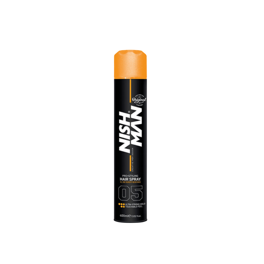 NISH MAN Hair Spray Ultra Strong Hold Touchable Feel - 400ml|نيشمان  سبراي تثبيت الشعر فائق القوة -400 مل