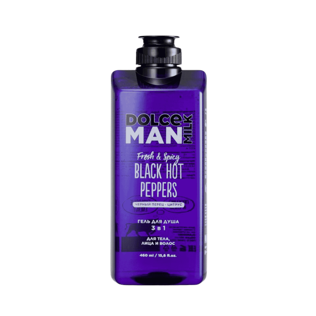 Dolce Milk Man Black Hot Peppers Shower Gel 3 in 1 - 460ml | دولتشي مان جل استحمام 3 في 1 - 460 مل