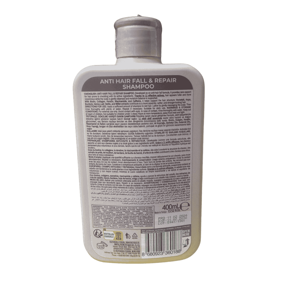 Nippon Hair Care Anti Hair Fall & Repair Dandruff Shampoo - 400ml | نيبون شامبو مضاد لتساقط الشعر - 400مل