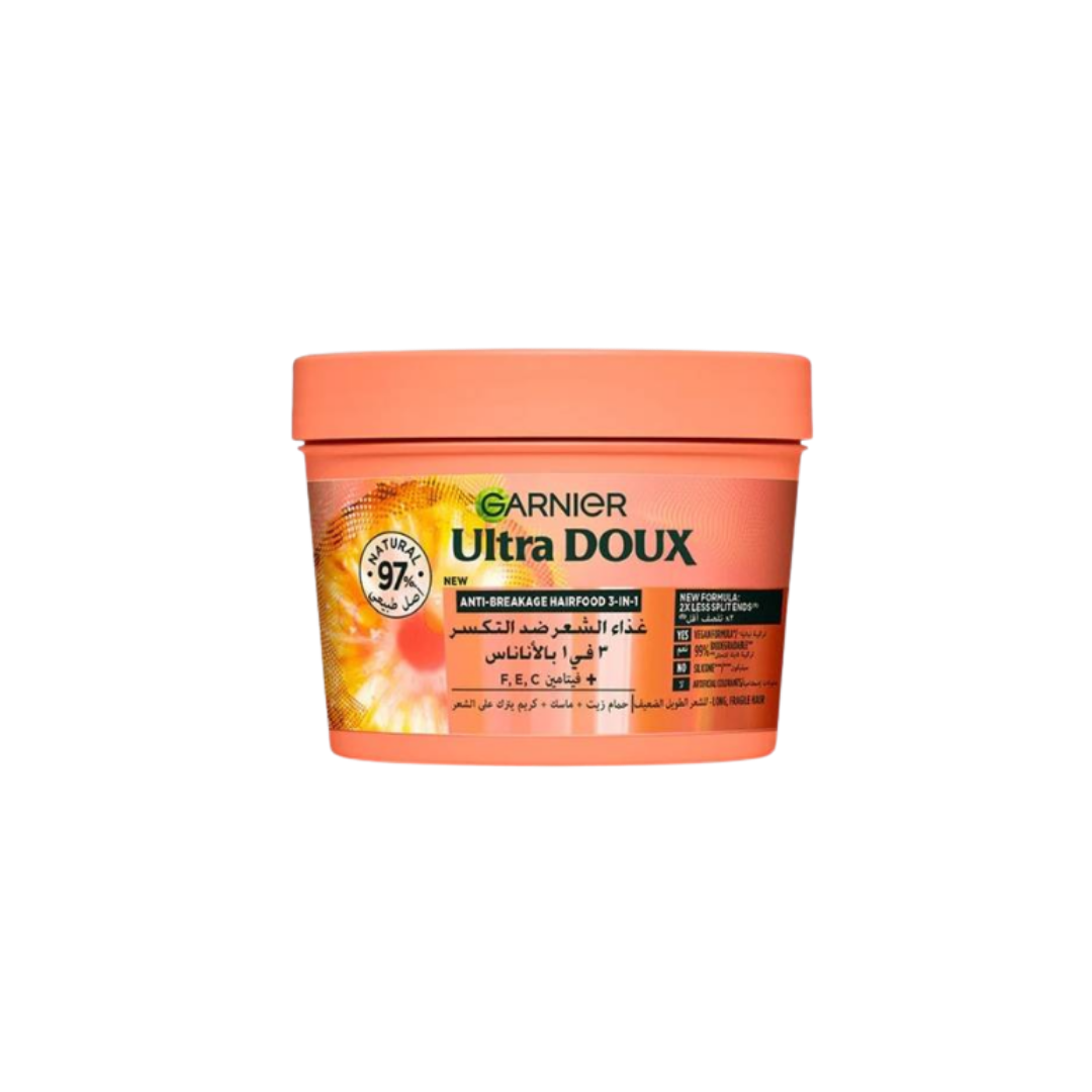 Garnier Ultra Doux Anti- Breakage Hairfood 3- In-1 - 390ml | غارنييه الترا دو علاج للشعر المتضرر - 390 مل