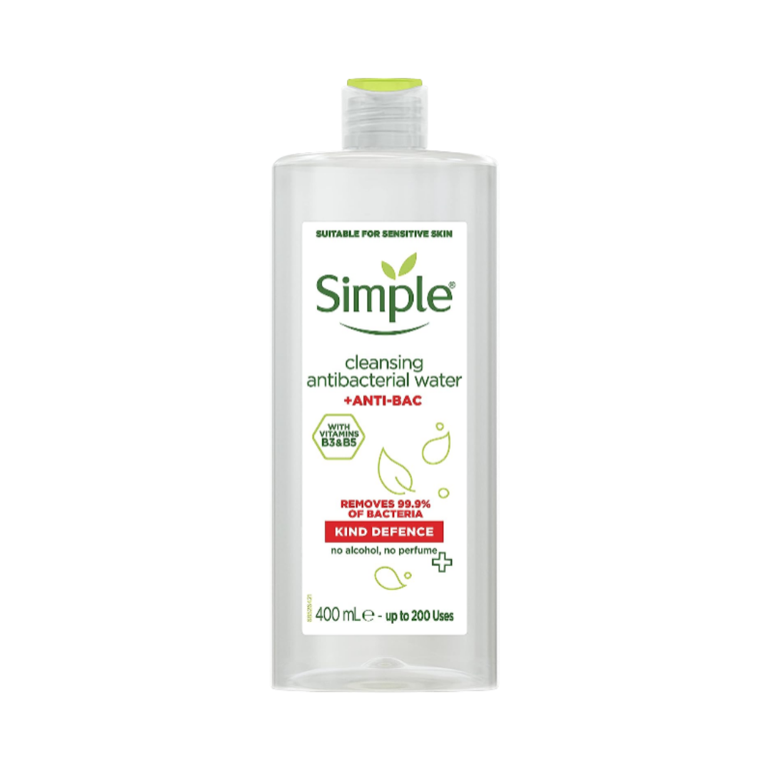 Simple Kind Defence +ANTI-BAC Antibacterial Cleansing Water - 400ml | سمبل منظف ماء ميسيلر المضاد للبكتيريا  - 400 مل