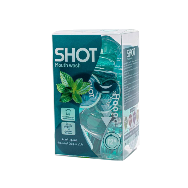 SHOT Mouth Wash Mint - 20capsules x 15ml | شوت غسول فم بطعم النعنع - 20 كبسولة x 15 مل