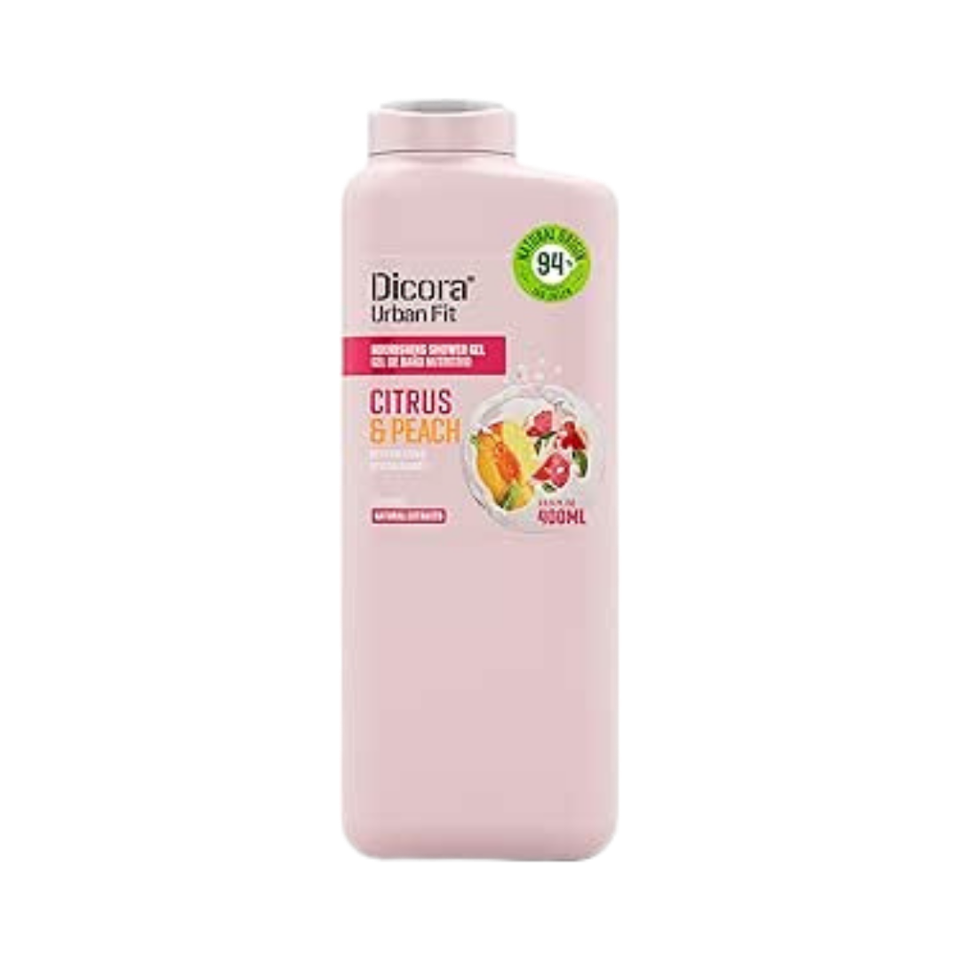 Dicora Urban Fit Vitamin C Citrus & Peach shower gel for all skin types - 400ml | ديكورا سائل استحمام بفيتامين سي والخوخ - 400 مل