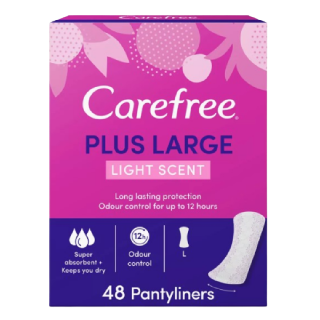 Carefree Plus Large Light Scent L - 48pcs |كيرفري فوط يومية بلس كبير برائحة خفيفة - 48 قطعة