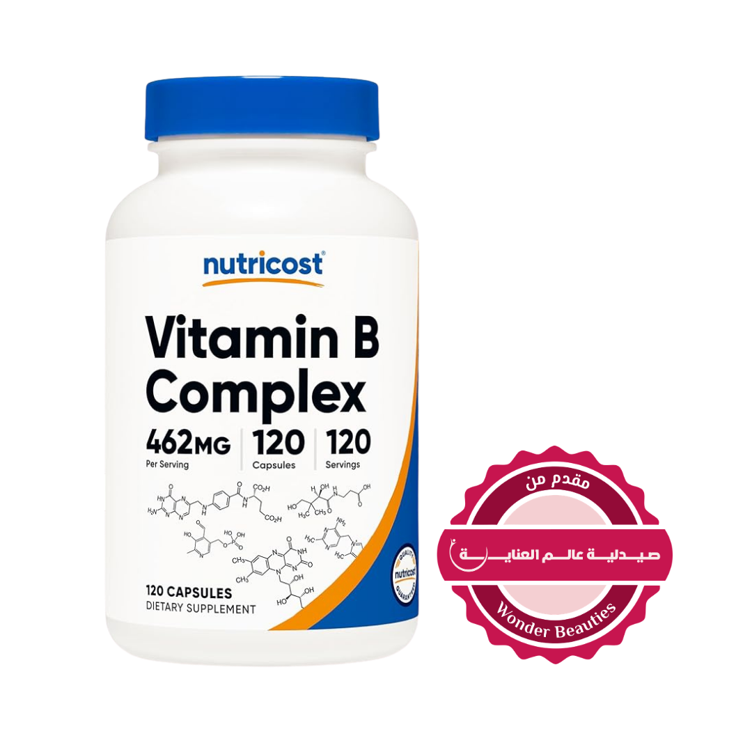 Nutricost Vitamin B Complex 462 mg, 120 Capsules |نيوتريكوسـت مكمل فيتامين ب كومبلكس 462 ملغ  – 120 كبسولة