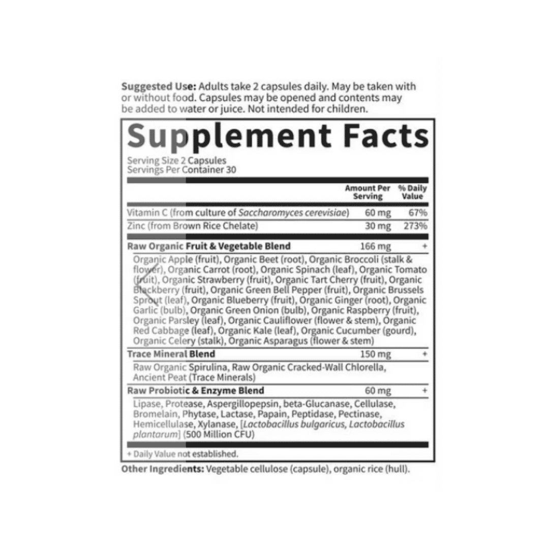 Garden of Life Zinc Supplements 30mg High Potency - 60 Vegan Capsules | جاردن أوف لايف مكمل زنك 30 مغ - 60 كبسولة نباتية