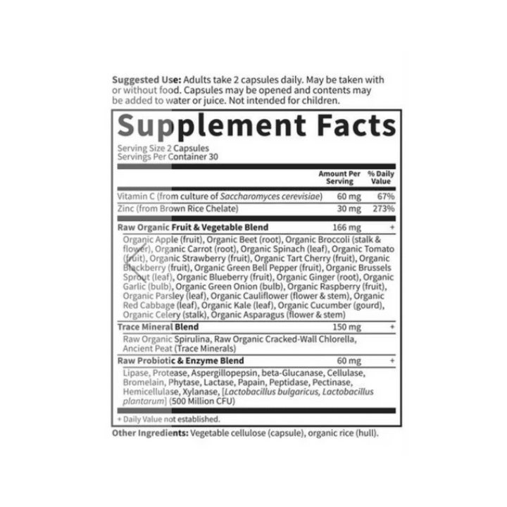 Garden of Life Zinc Supplements 30mg High Potency - 60 Vegan Capsules | جاردن أوف لايف مكمل زنك 30 مغ - 60 كبسولة نباتية