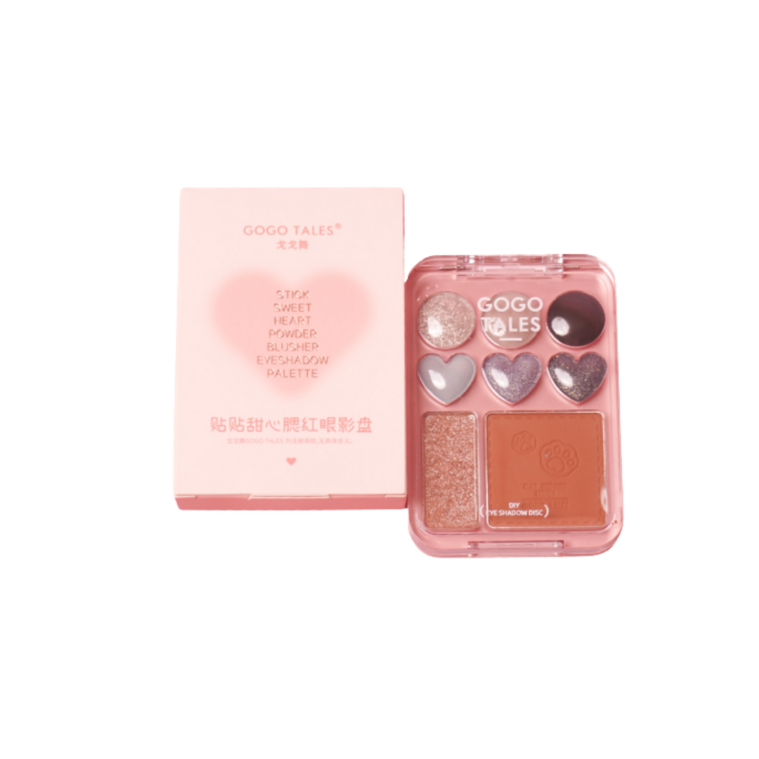 GOGO TALES Tales Stick Sweet Heart Powder Blusher Eyeshadow Palette  - 9.5g | جوجو تاليس باليت اي شادو وبلاش - 9.5 غ