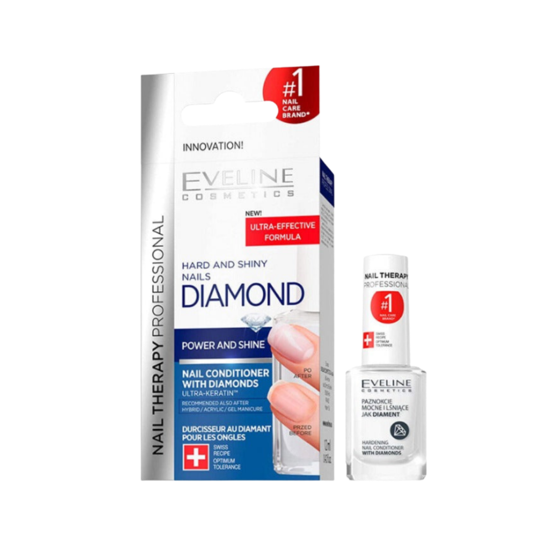 EVELINE Diamond Nail Therapy Nail Polish and Hardener Hard and Shiny - 12ml | ايفلين مقوي للأظافر - 12 مل