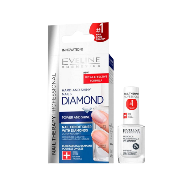 EVELINE Diamond Nail Therapy Nail Polish and Hardener Hard and Shiny - 12ml | ايفلين مقوي للأظافر - 12 مل
