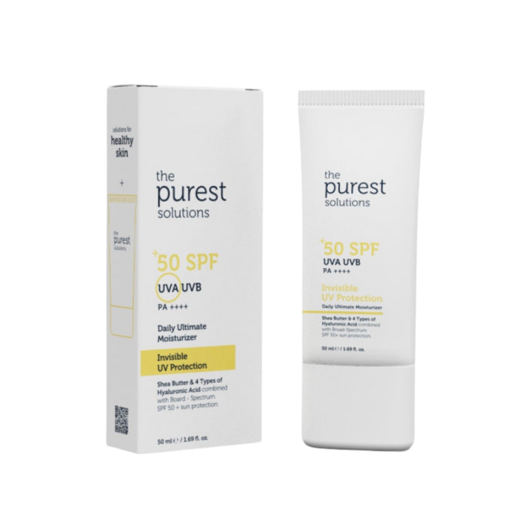 The Purest Daily Ultimate Moisturizer Solutions Invisible UV Protection Sunscreen - 50ml | ذا بيورسيت واقي شمسي و مرطب 50 مل