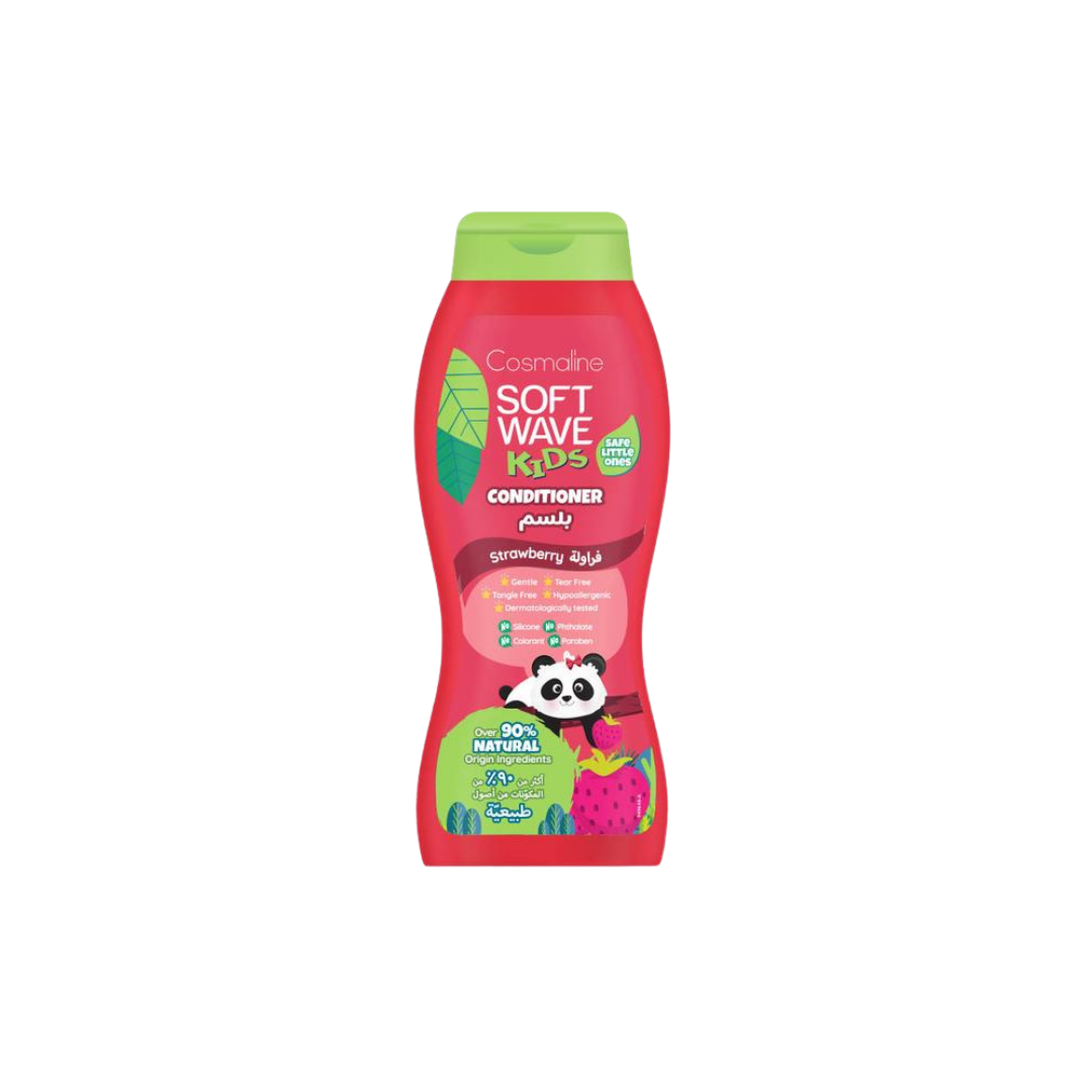 Cosmaline Soft Wave Strawberry Conditioner For Kids - 400ml | بلسم سوفت ويف بالفراولة للأطفال من كوزمولاين 400 مل