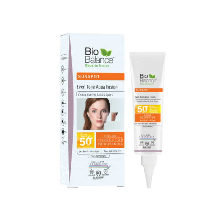 Bio Balance Sunspot Even Tone Aqua Fusion SPF 50 Dry Touch - 40 ml | بايو بالانس واقي شمسي للبشرة الدهنية المعرضة للتصبغات شفاف - 40 مل
