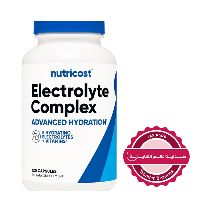 Nutricost Electrolyte Complex Advanced Hydration - 120 Capsules | نوتريكوست كبسولات إلكتروليت والفيتامينات لتعزيز إماهة الجسم - 120 كبسولة