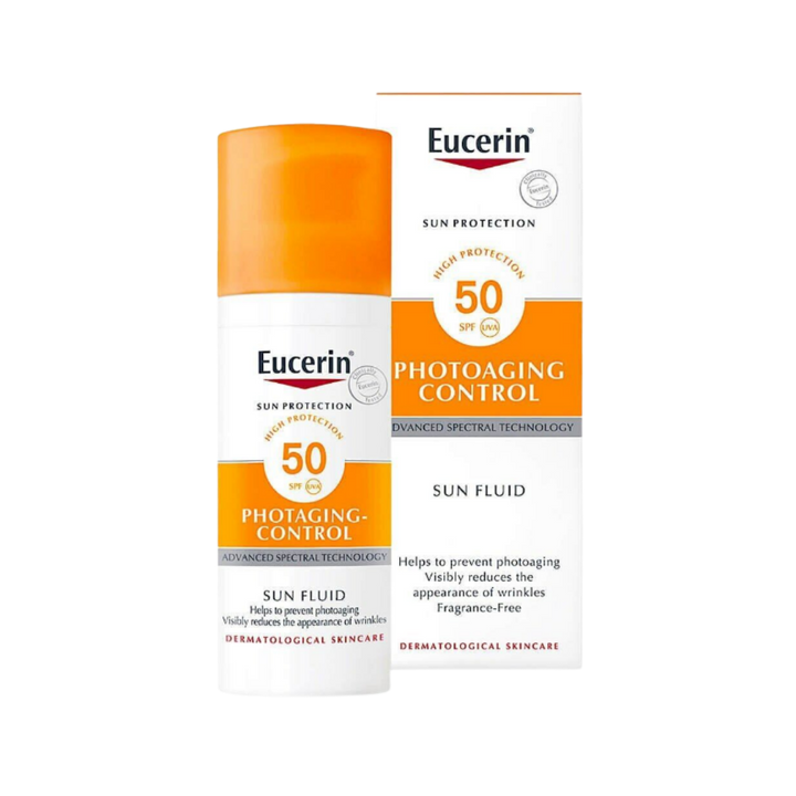 Eucerin Sun Photoaging Control Sun Fluid FPS 50 - 50ml  | يوسيرين كريم واقي شمسي للحماية من الشيخوخة الضوئية spf 50+ - 50 مل