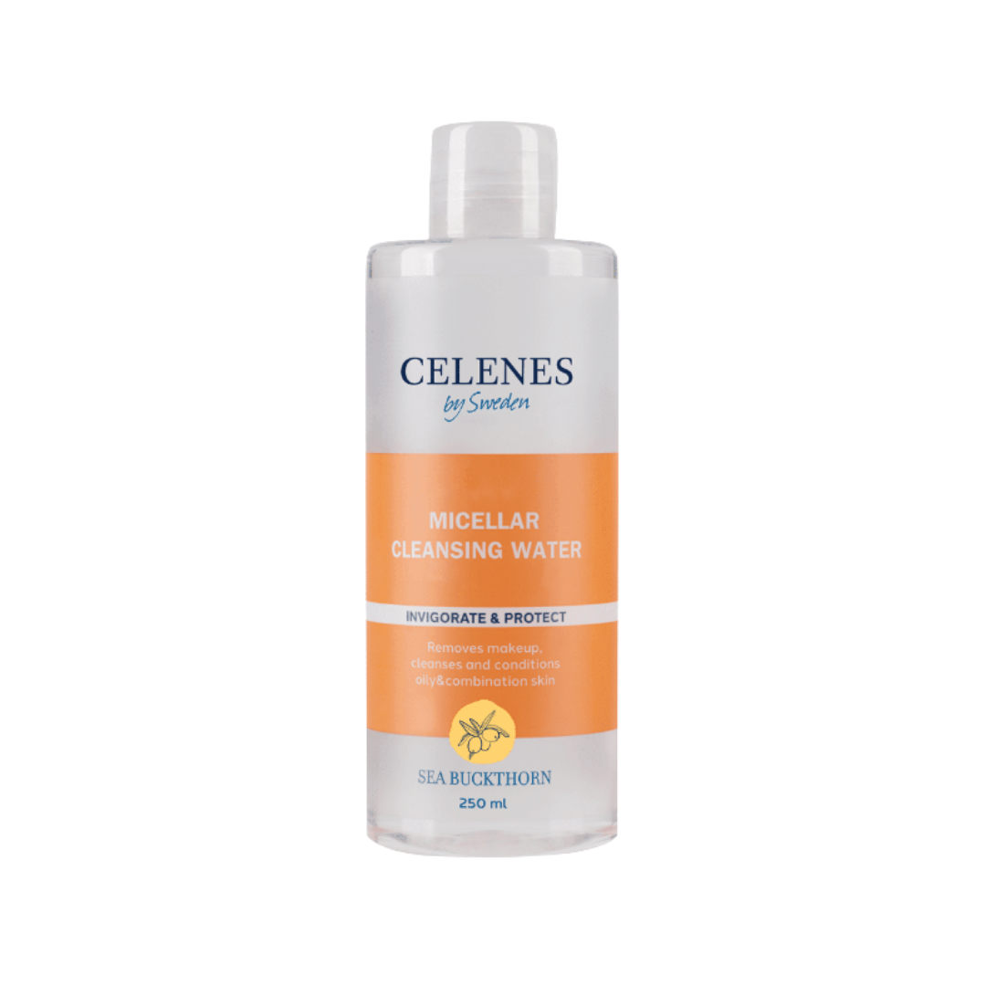 Celenes by Sweden Sea Buckthorn Micellar Water – Oily And Combination Skin - 250ml  |سيلينس ميسيلار النبق البحري للبشرة الدهنية والمختلطة - 250 مل