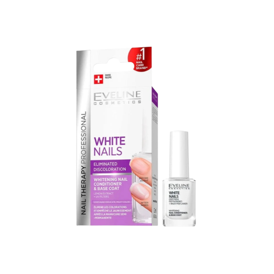 EVELINE Whitening Nail Conditioner & Base Coat - 12ml | ايفلين طلاء مفتح يستخدم ك توب كوت او ك طبقة قاعدية - 12 مل